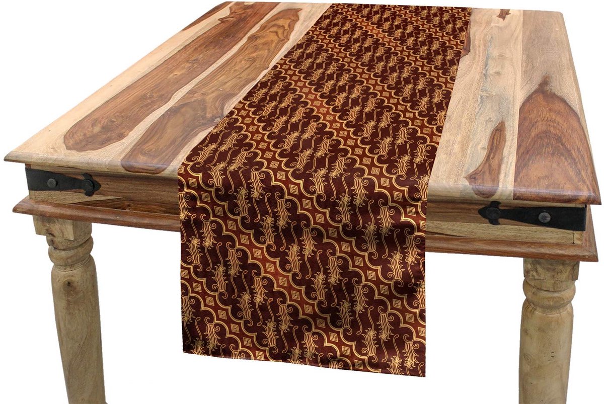 ABAKUHAUS Bruine tafelloper Barong Parang – 40x180 cm – Polyester