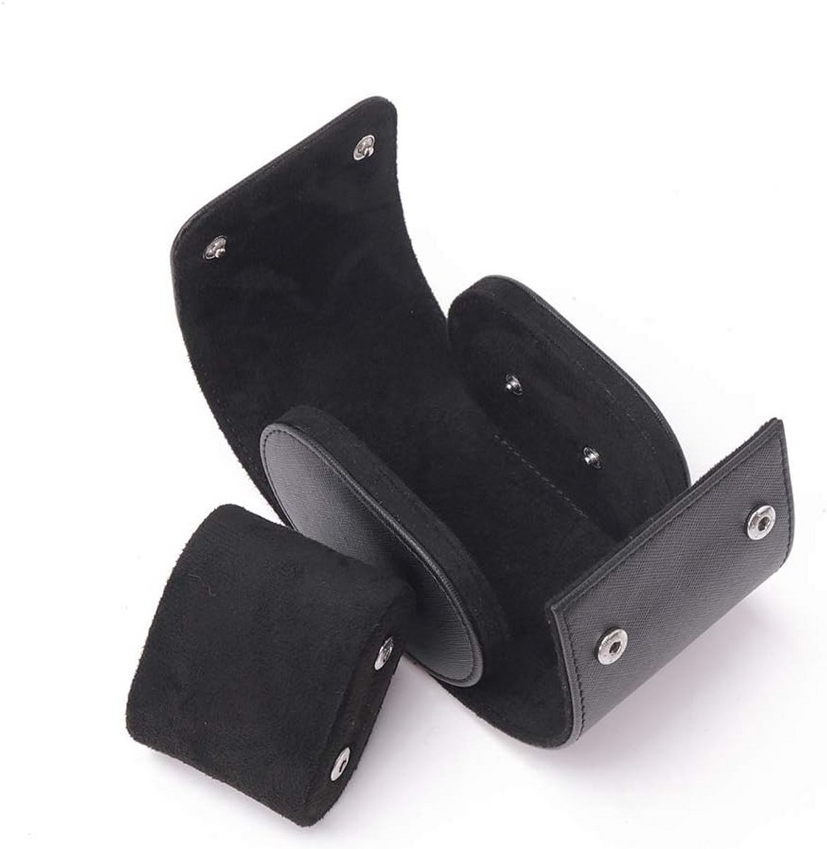 Elegante Horloge Roll Case voor Mannen - Luxe Opslag en Display Organizer in Zwart