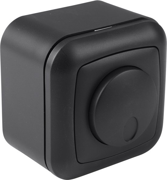 Q-Link dimmer - inbouw-opbouw - 3-60W - druk-wissel - met afdekraam - mat zwart