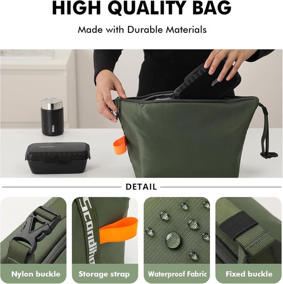Daity 1-delig - Lunchtas, geïsoleerde lunchbox, kleine lekvrije geïsoleerde tas, herbruikbare lunchtas met grote capaciteit, geschikt voor werk, kantoor, picknicks en reizen van Merkloos — afbeelding 4