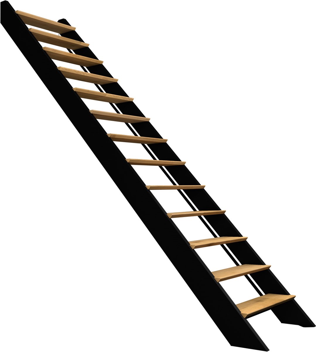 Kordo - Rechte houten trap met geïntegreerde LED - SPECTRA - Zwart - 13 treden