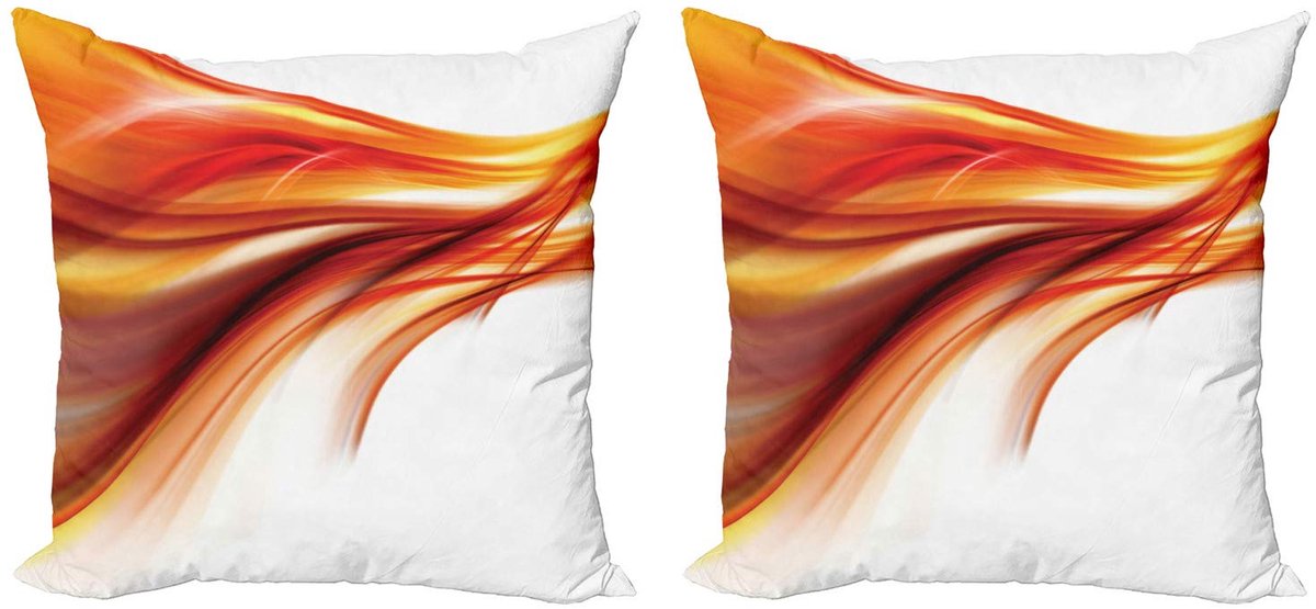 ABAKUHAUS Abstrakt kussenhoes set – 2x40x40 cm – dubbelzijdig bedrukt – microvezel – oranje/rood Oranje Rood