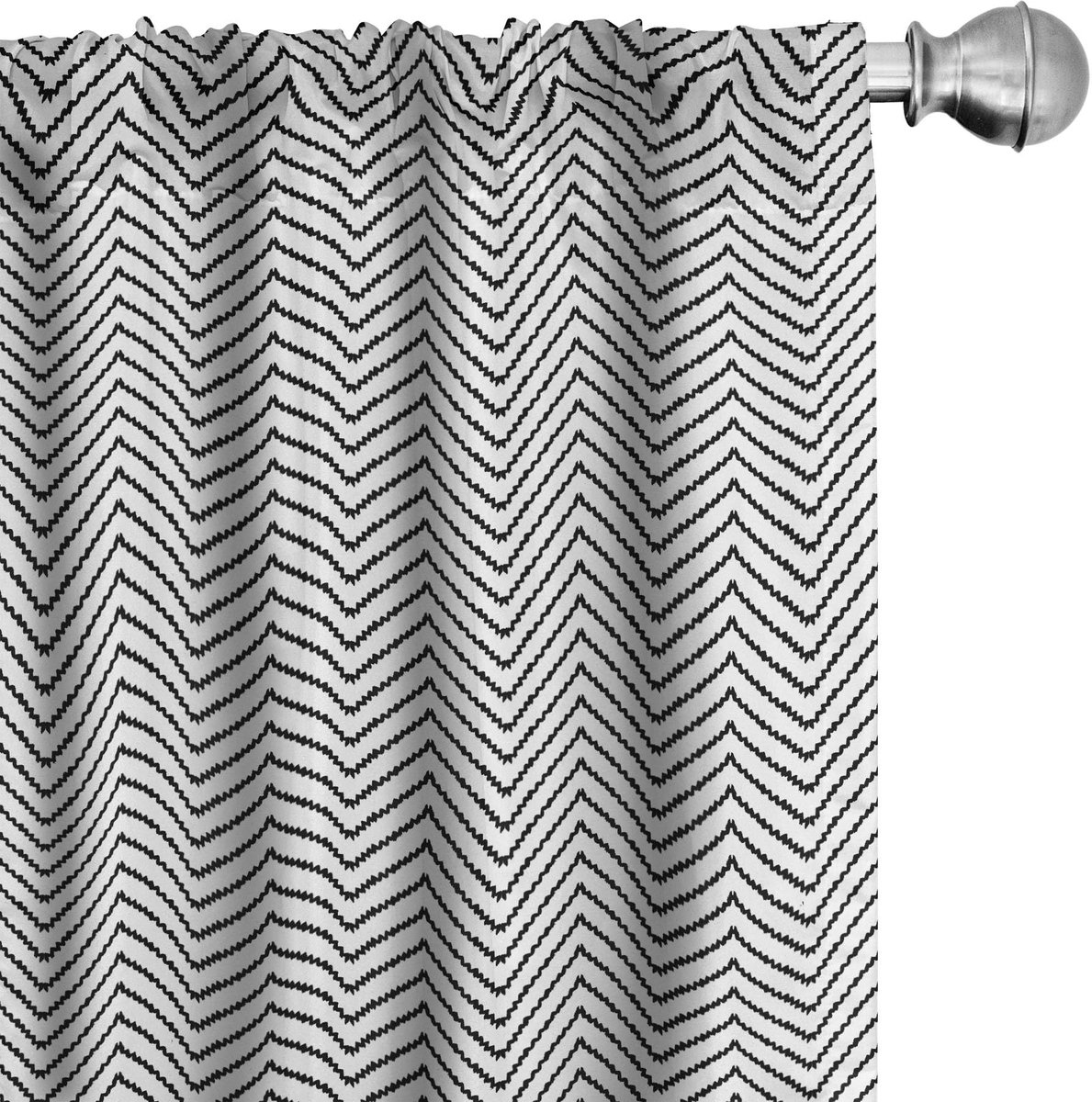 ABAKUHAUS Moderne Gordijnen – 2x75x175 cm – Microvezel, halfdonker, zwart-wit