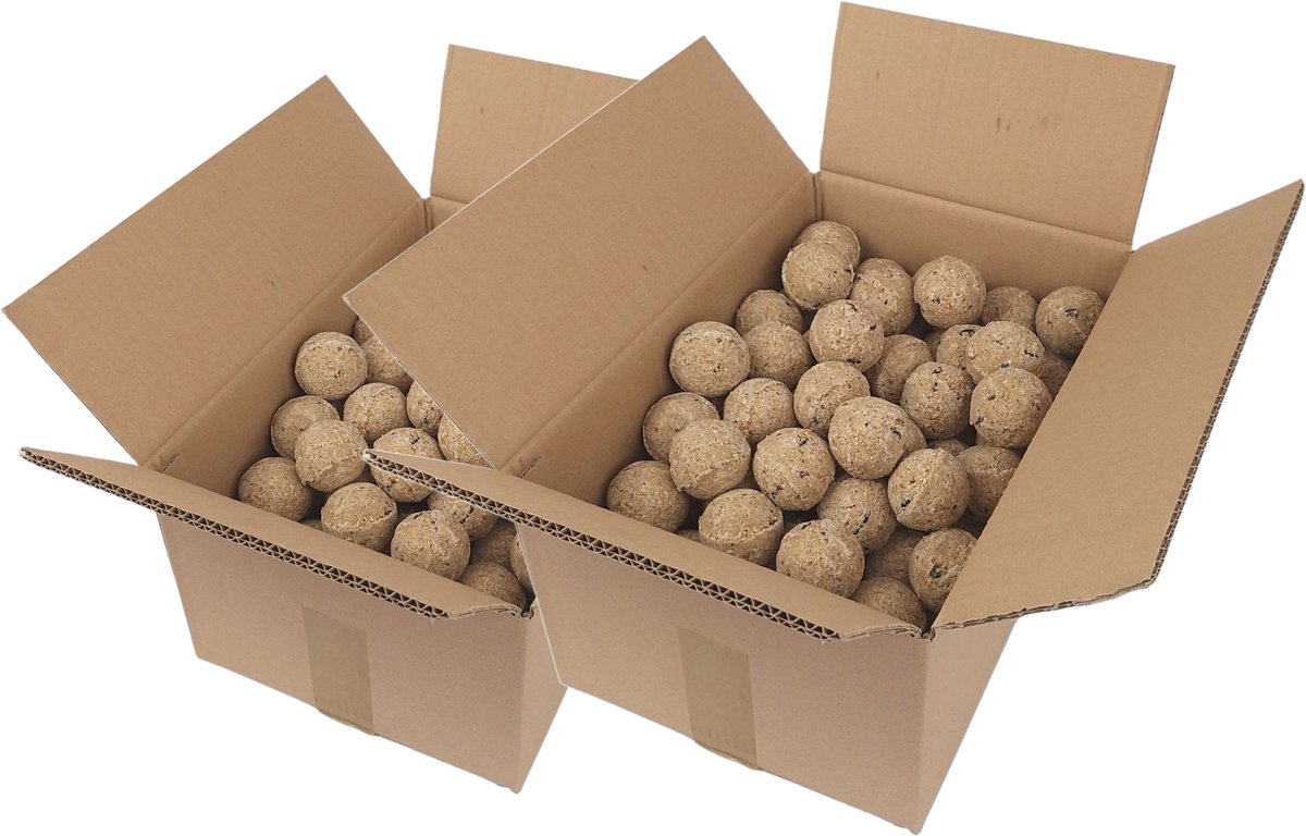 Famiflora mezenbollen zonder Net - 200 Vetbollen à 90 gram - Voedzame Traktatie voor Tuinvogels - Zonder netje: veiliger voor vogels en beter voor het milieu omdat geen plastic achterblijft