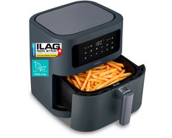 MEDION E40 XL heteluchtfriteuse (5,2 L, airfryer, 2 150 W, 9 automatische programma’s, bakfunctie, frituren zonder olie, touchbediening, LED-display), matgrijs