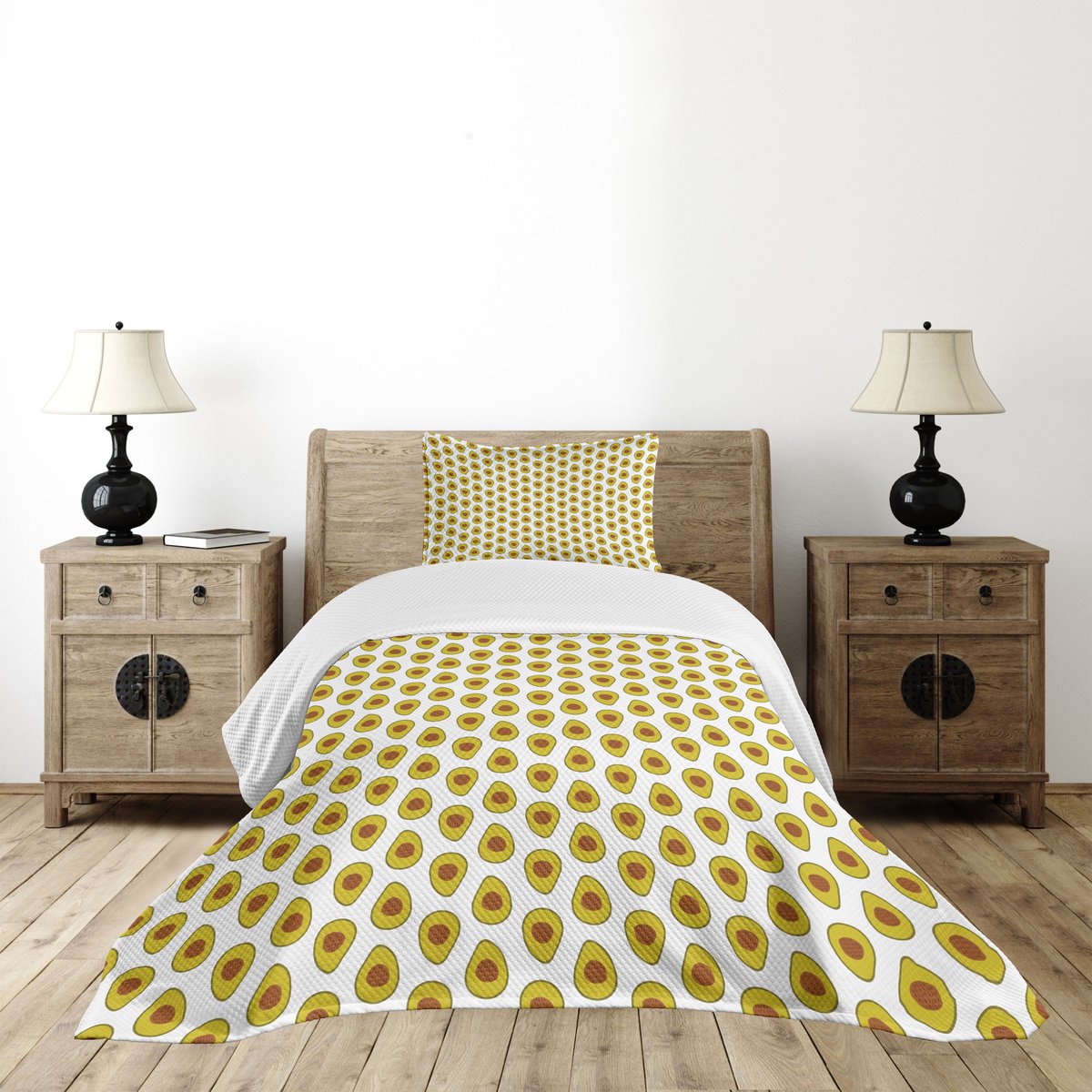 ABAKUHAUS Avocado-set – Dekkenset 170x220 cm, 2-delig, geel/groen/bruin