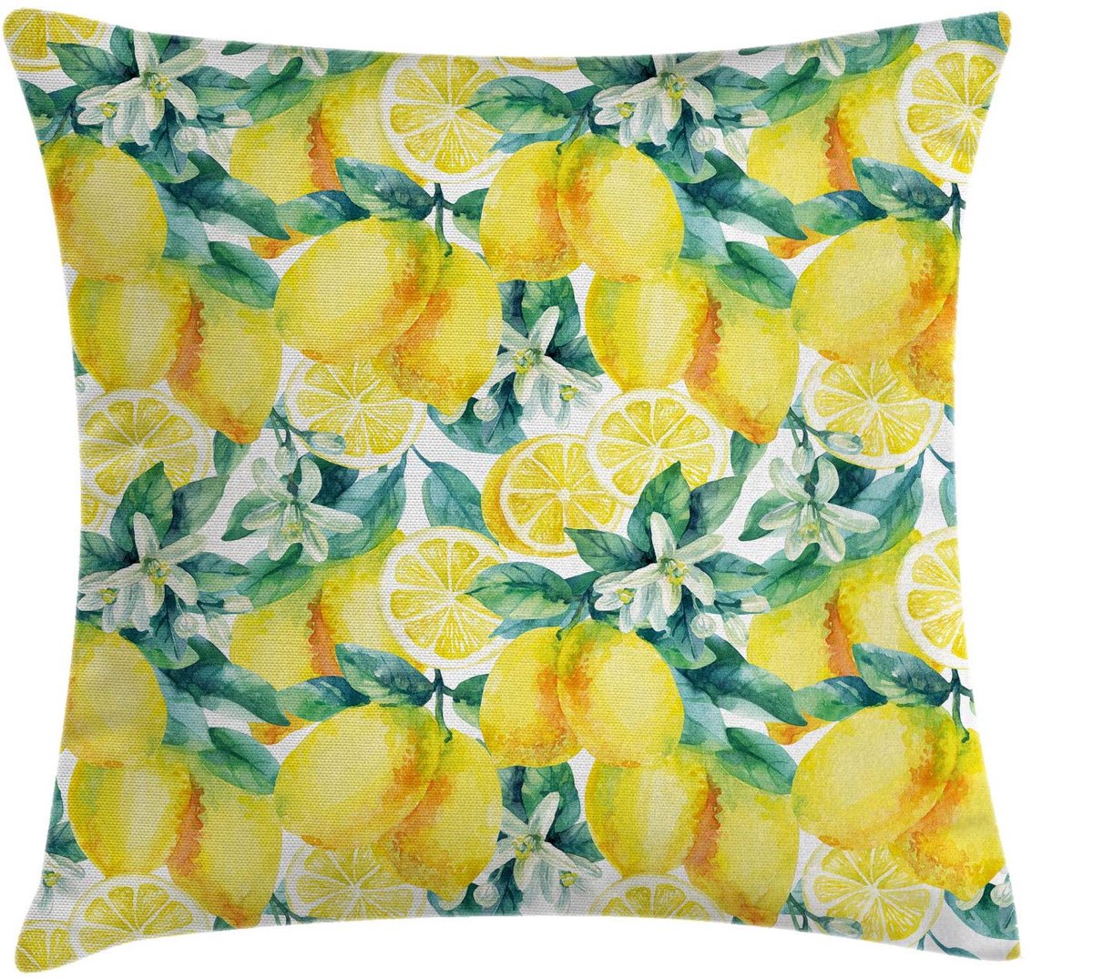 ABAKUHAUS kussenhoes – Citroenen-Citrus – 45x45 cm – rits – dubbelzijdig Groen Geel