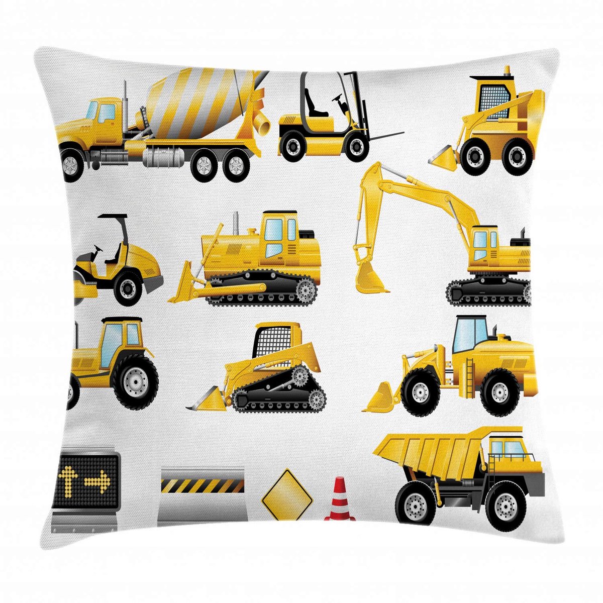 ABAKUHAUS Kleuter-kussenhoes – 45x45 cm – geel, zwart, rood – bedrukt aan beide zijden, met rits Bruin