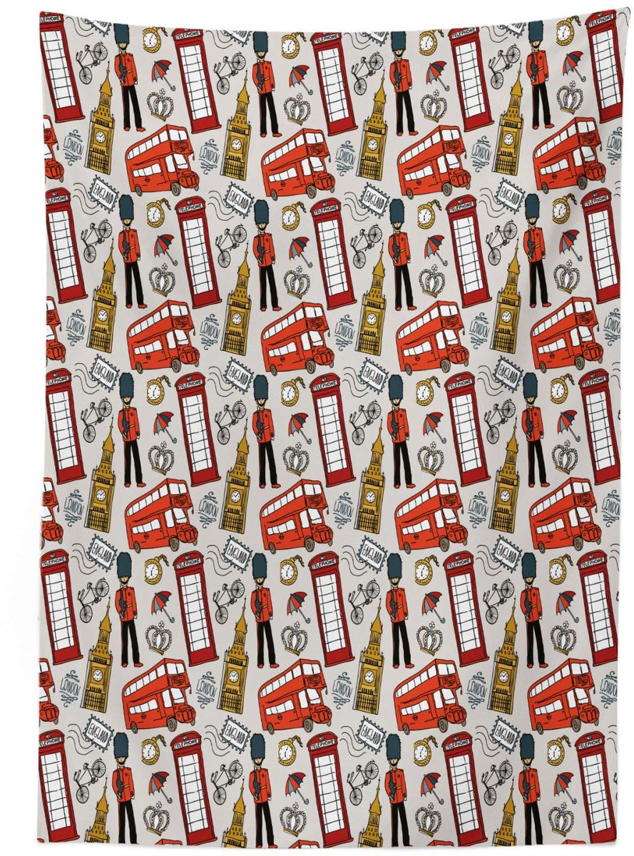 ABAKUHAUS London Tafellaken – Doodle-symbolen – 140×200 cm – Multikleur