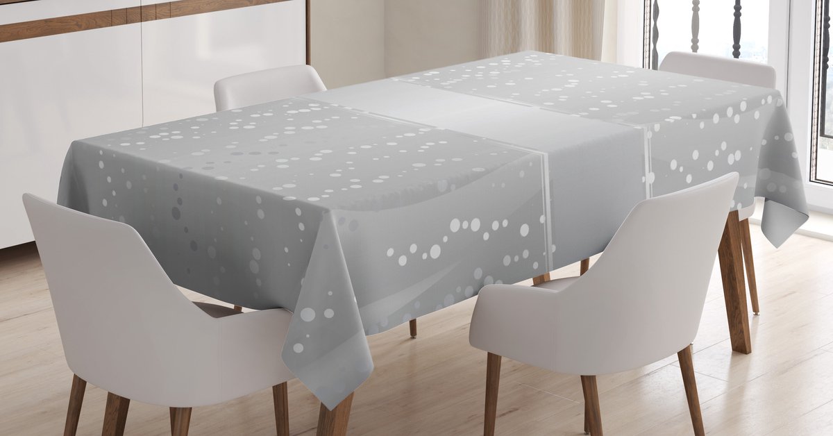 ABAKUHUS – Tafelkleed Waves Dots – Grijs Satin 140x170 cm