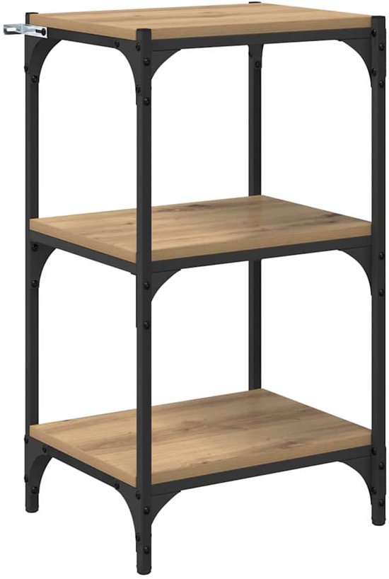 Boekenkast 40x24x77 cm bewerkt hout gerookt eikenkleurig