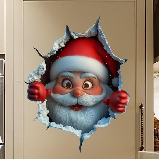Kerst creatieve muurstickers, grote 3D Kerstman muurstickers, deurstickers, afneembare wintervakantie kerst muurdecoraties, raam- en koelkastdecoraties, 30*25 cm.
