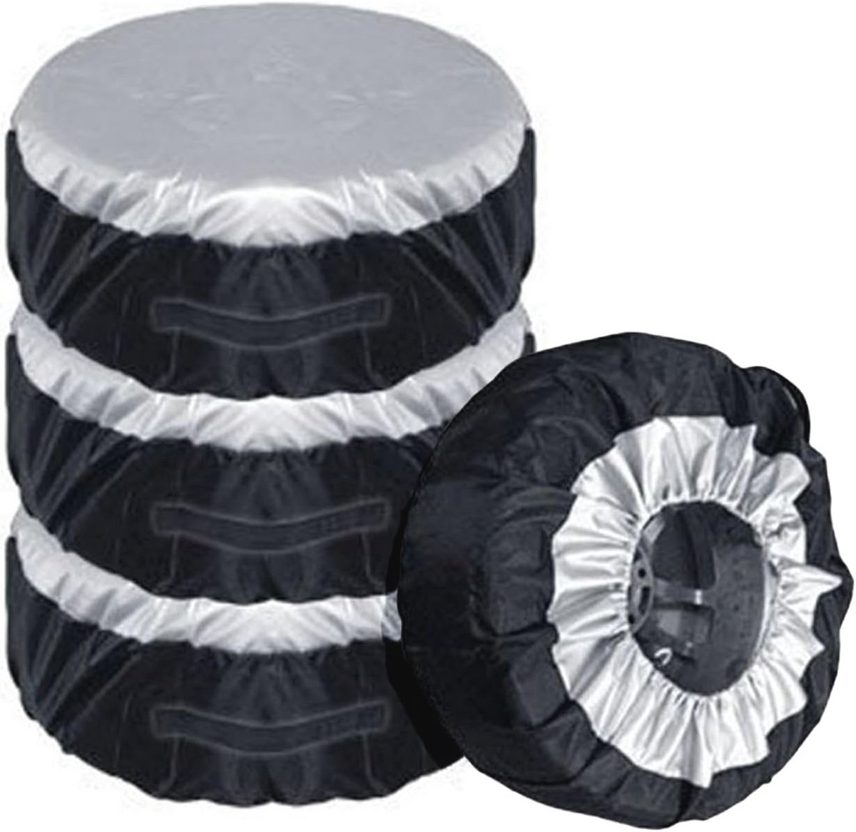 Bandenhoes voor 13-19 inch banden - 4 stuks, bescherming voor auto, reservewielen, opbergtas, polyester materiaal