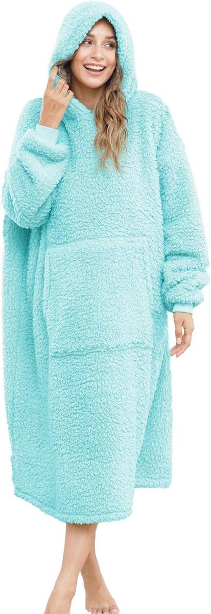 Unisex Oversized Draagbare Dekensweater voor Volwassenen - Comfortabele Sherpa Hoodie