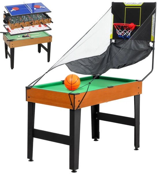 5 in 1 Partyspeltafel - Voetbaltafel - Multi-game Tafel - met Tafelvoetbal, Tafeltennis, Biljart, Tafelhockey, Basketbal - Tafelvoetbalspel - Tafel Voetbal - 134x108x144 cm - Speltafel - Compact