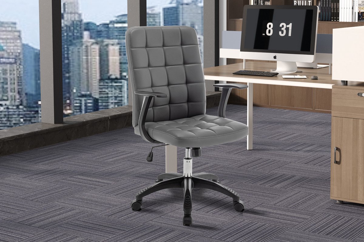 Bureaustoel Luka | 58 X 59 X 96 Cm | Grijs - Rousseau - Bureaustoel - Grijs - Polyester