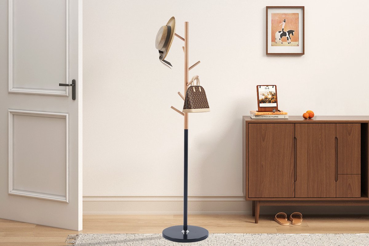 Staande Kapstok Viola | Ø37 X 172 Cm | Beukenhout / Metaal - Rousseau - Staande Kapstokken - Zwart - Hout; Metaal