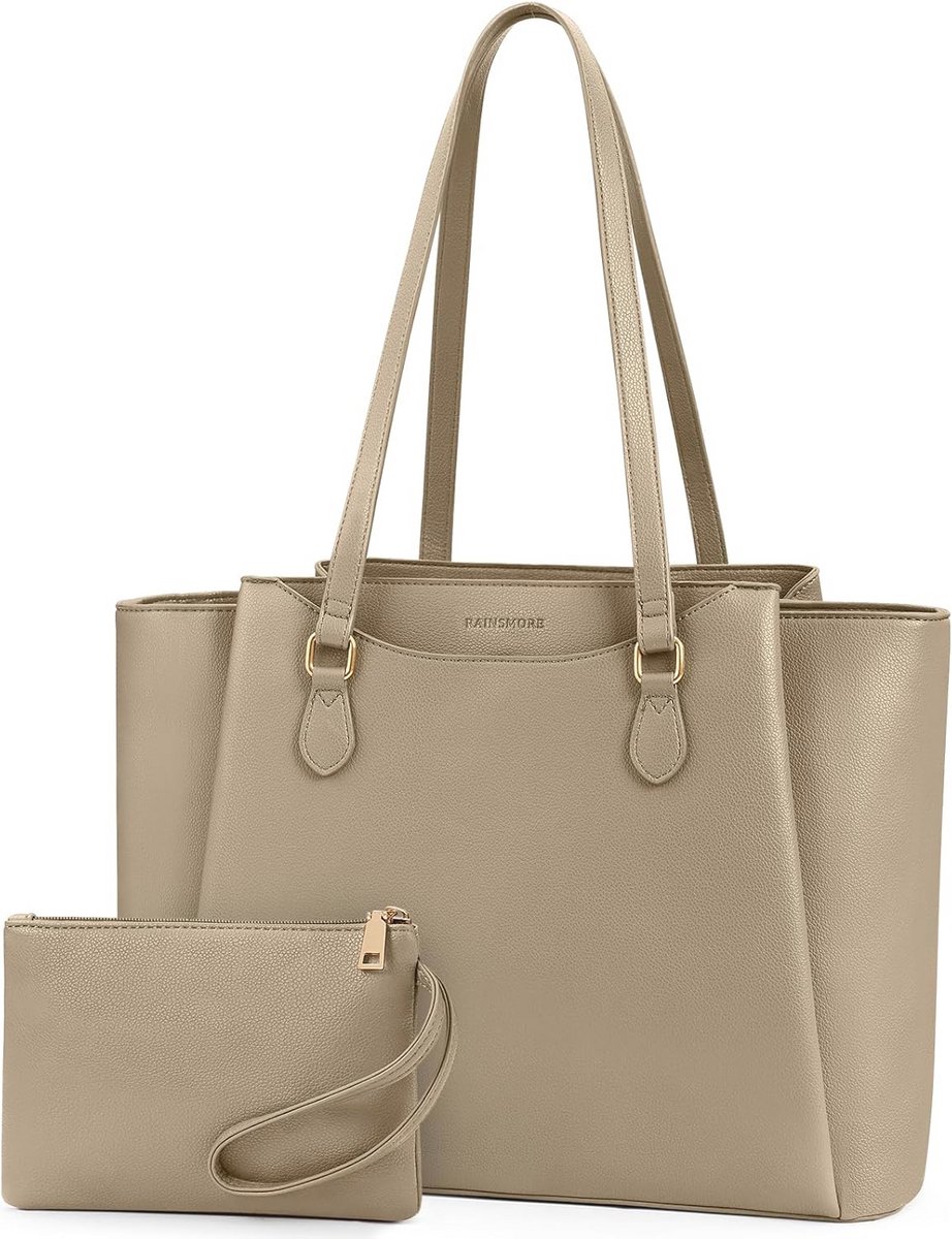 Laptoptas voor 15,6 inch laptops - Dames PU Leren Schoudertas met Portemonnee voor School en Werk