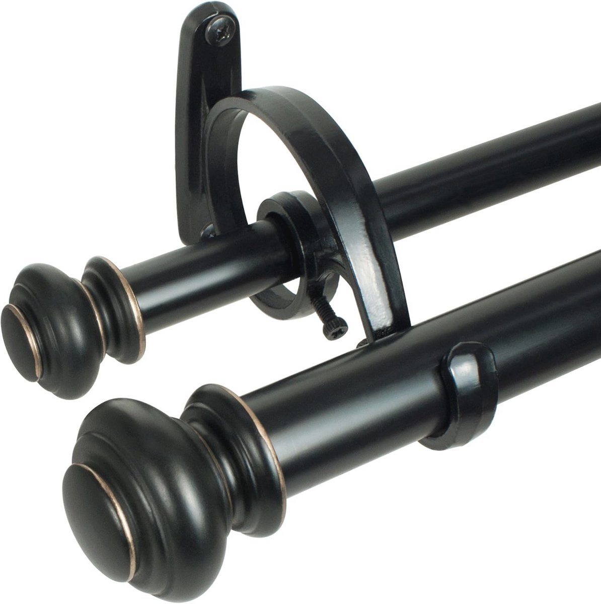 Dubbele Gordijnroede Set 36-72 inch - Antiek Zwart