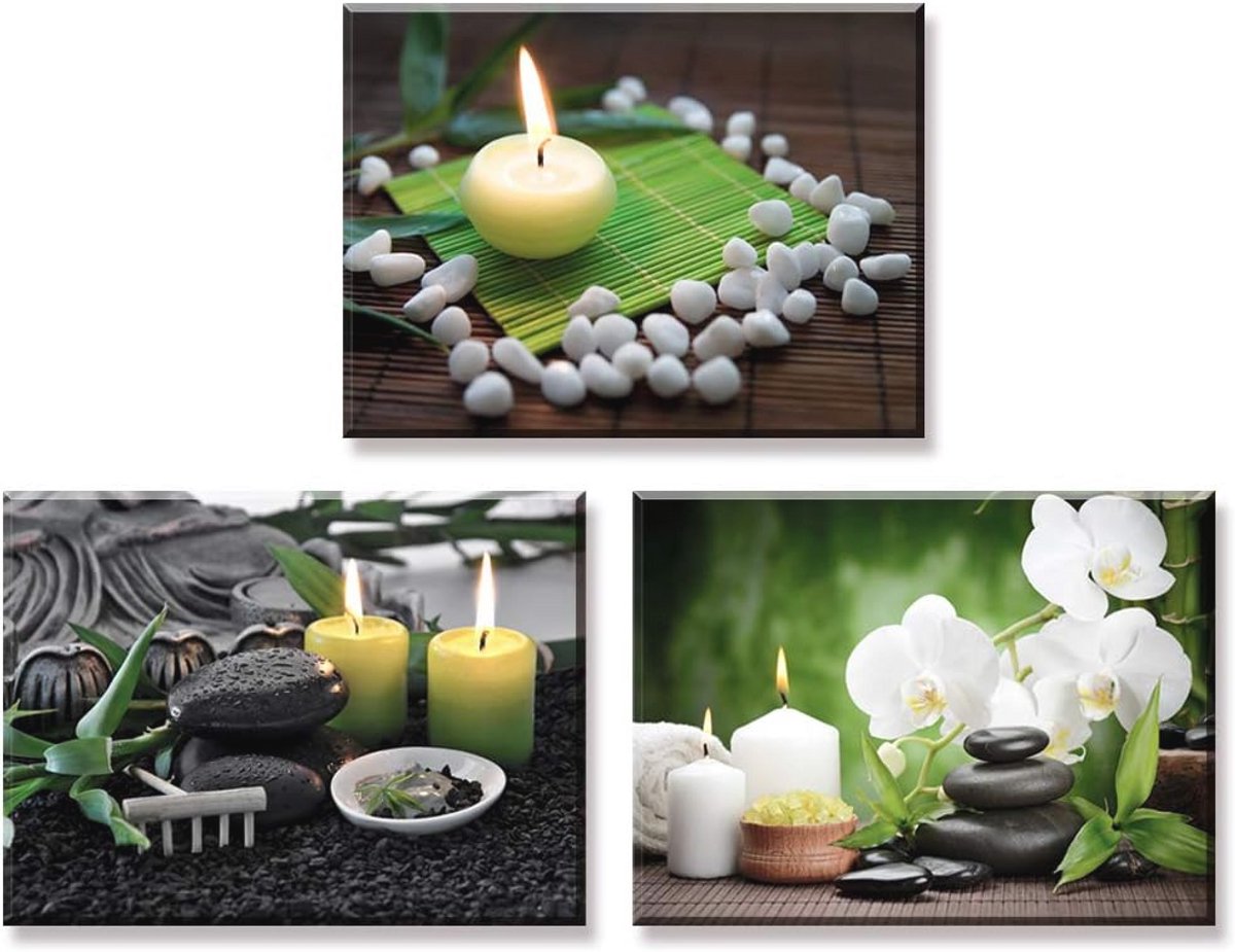Moderne Canvas Schilderij Set van 3 - Zen Bloem Prints voor Wanddecoratie - Perfect voor Woonkamer en Slaapkamer