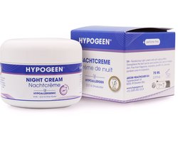 Hypogeen Nachtcrème 75ml – Hydraterende Crème met Hyaluronzuur, Squalaan & Q10 – Voor een Gladde en Stralende Huid – Vrij van Parabenen, Parfum en Siliconen – Hypoallergeen & pH-neutraal – Voor Gevoelige en Droge Huid