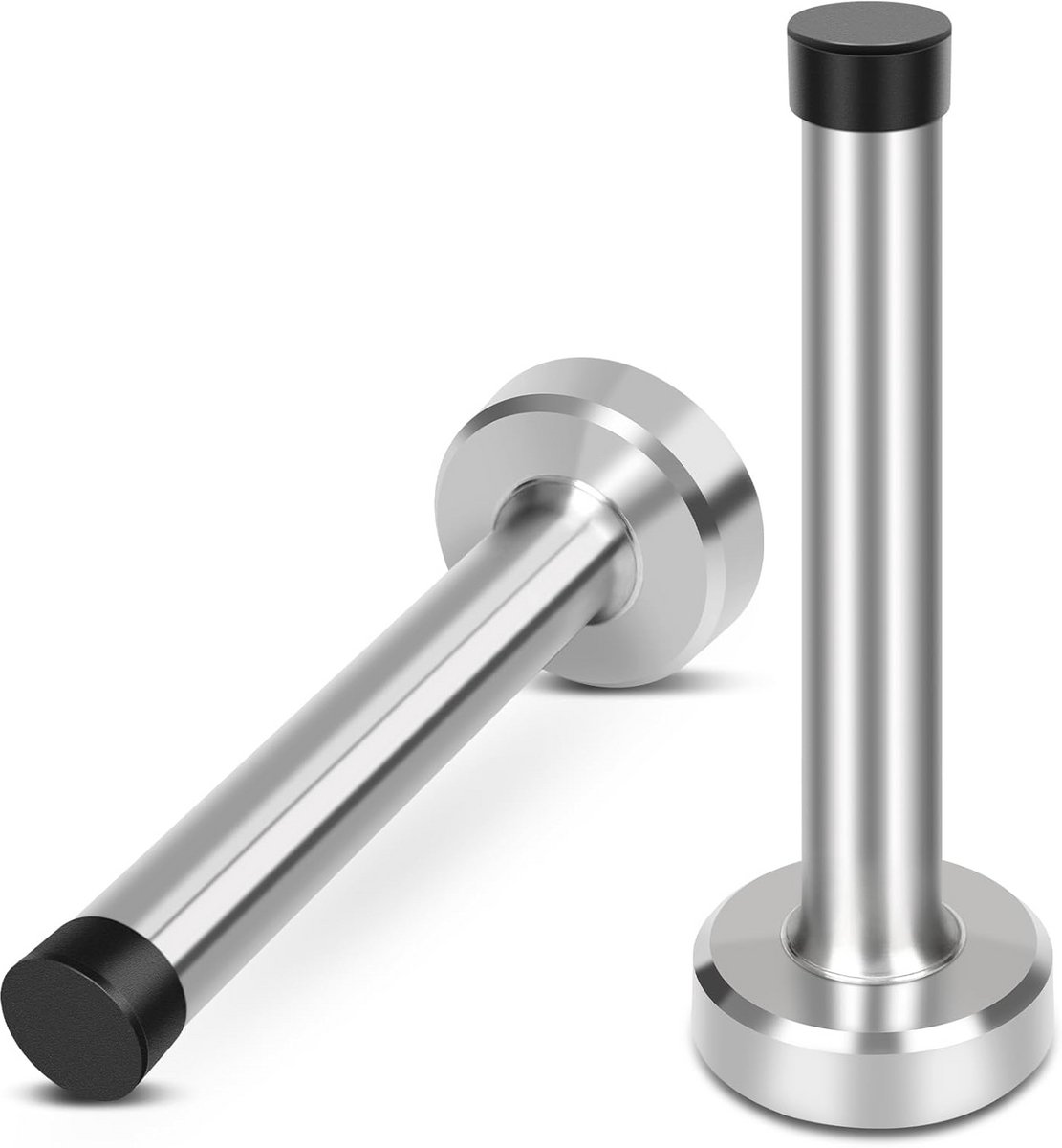 Zware deurstopper met rubberen bumperpunt - 10 cm wandmontage (2 stuks)