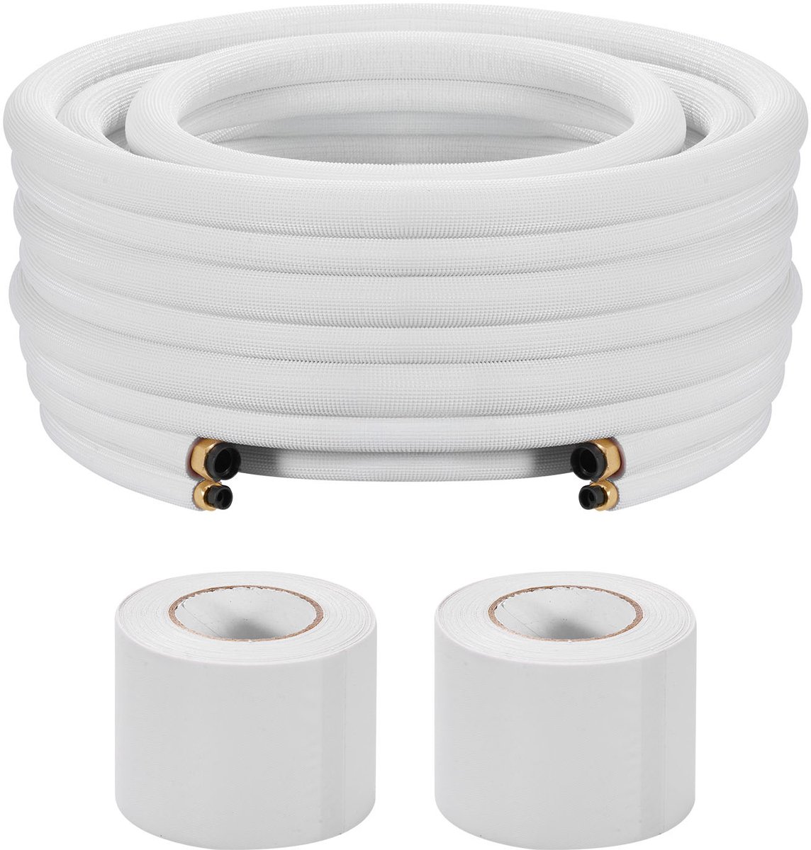 VEVOR 50 Ft Mini Split-Leidingset, 1/4” & 1/2” Od Ac Koperen Buis, 3/8 Witte Pe Verdikte GeïSoleerde Spoel met Flensmoeren, Bevestigingstapes, voor Mini Split-Airconditioning HVAC Of Warmtepompsysteem