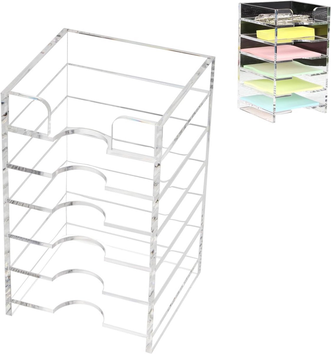 Acryl Sticky Note Houder 6-Tiers - Verstelbare Organizer voor Bureau