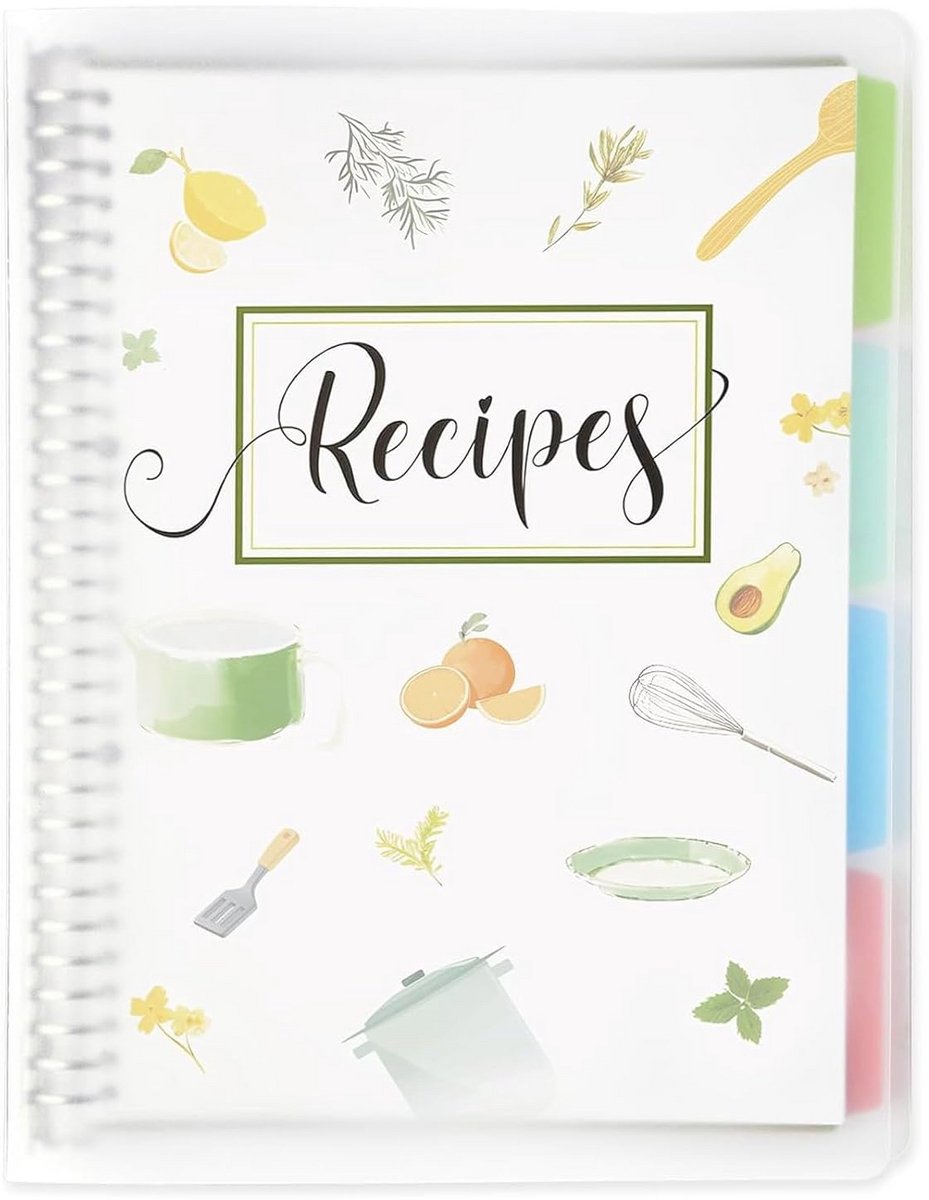Receptenboek 8,5" x 11" - Persoonlijk Blanco Kookboek met Verdelers