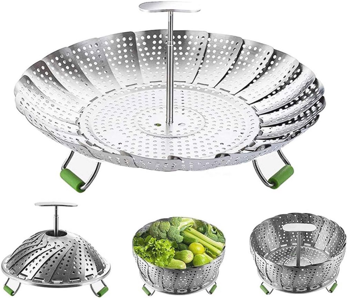 Opvouwbare RVS Stoommachine voor Vegetarisch en Zeevruchten Koken - Geschikt voor Potten van 5.5" tot 9"