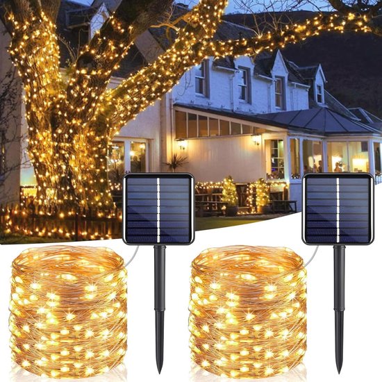 Lichtsnoer op zonne-energie voor buiten - 2 stuks - 12 m - 120 LEDs