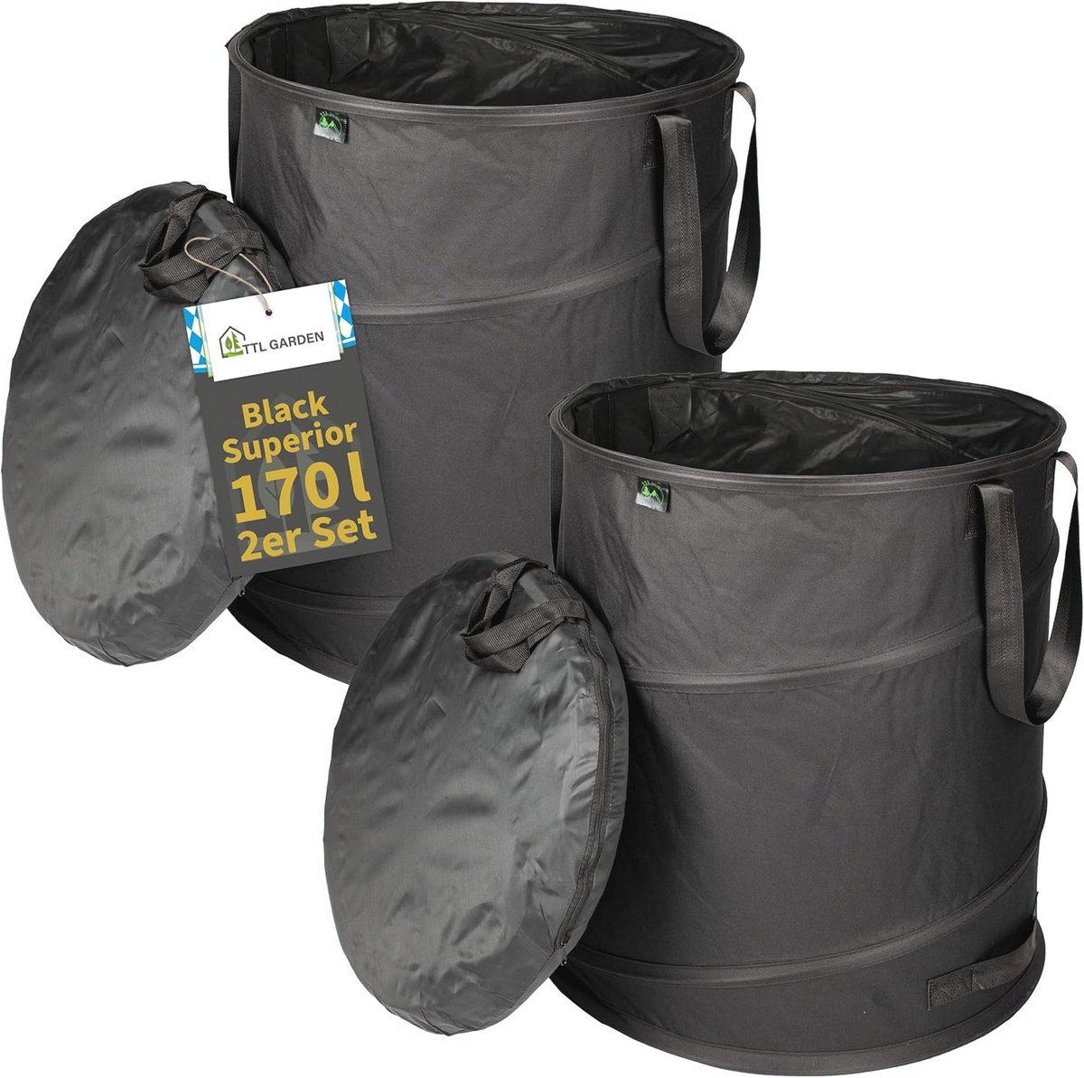 Pop-up Tuinzak 2x 170L - Duurzaam en Stabiel met Dubbele Bodem