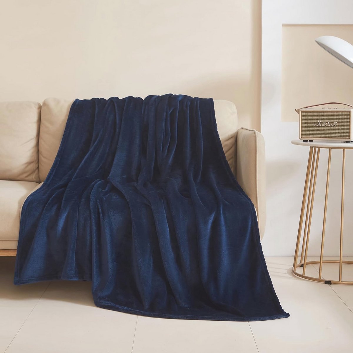 Fleece Deken Twin 152 x 203 cm Donkerblauw - Zachte Pluche Flanellen Beddeken - Lichtgewicht Antistatische Microvezel