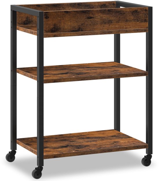 Chariot de service élégant et multifonctionnel Unyqoos® à trois niveaux, adapté à tous les espaces.