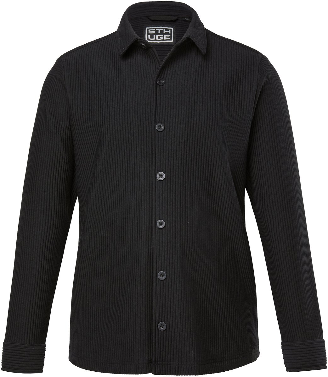 STHUGE - Heren - Overshirt lange mouw ribjersey - Zwart - Maat 8XL