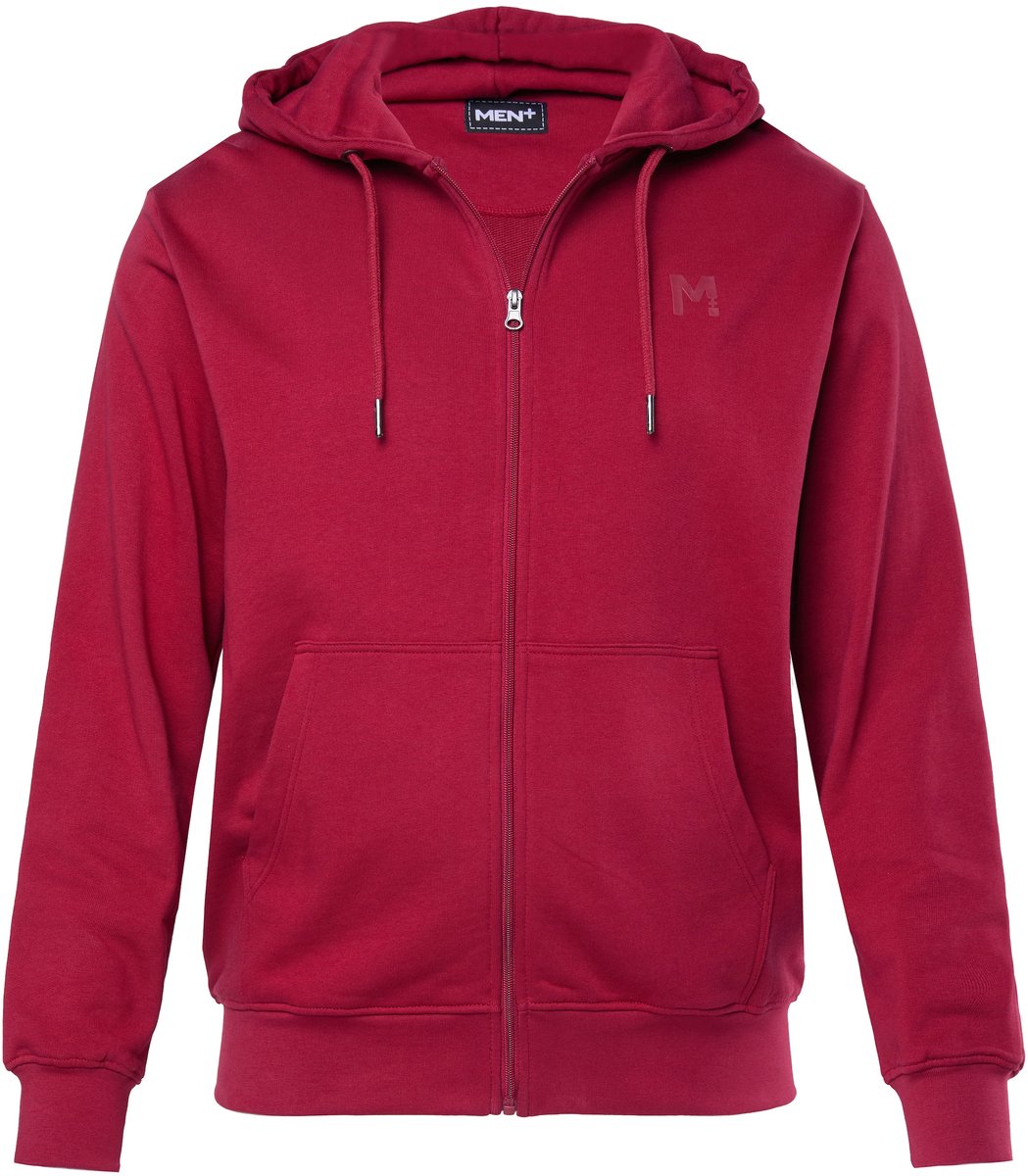 Men Plus - Heren - Trainingsjasje met capuchon basic - Bordeauxrood - Maat XL