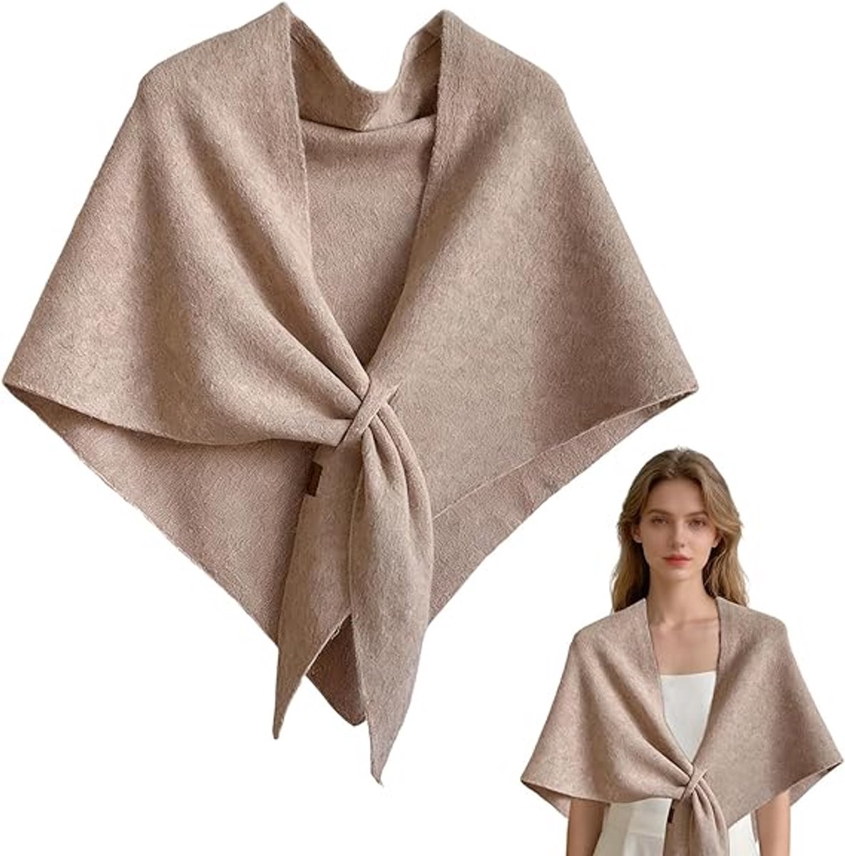 Dames Pashmina Omslagdoek - Gebreide Wol Sjaal als Vest en Poncho voor Dagelijks Gebruik