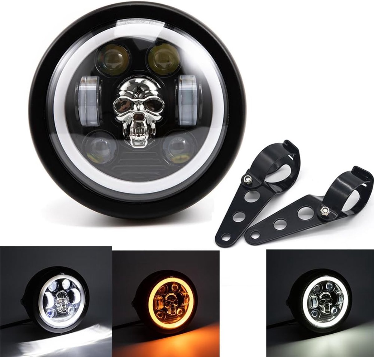 5.75 Inches Motorcycle Headlight - Universele LED Spotlight - Afstandsbediening - Beugel voor Motorfiets - Cafe Racer