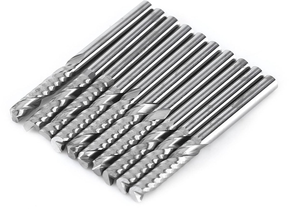 10Pcs Single Flute End Mill - Tungsten Carbide - Spiral End Mills - CNC Milling Cutters - 4mm Shank - Freesgereedschap