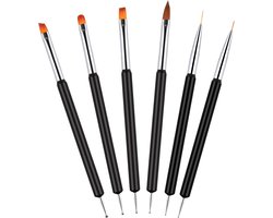 6 Pcs Gel Nail Brush - Dubbelzijdige Nail Art Brush Set - Nail Dotting Tool Gel Brush - Dots - Painting Line - Pen - Nail Design Brush - Kleine Detail Brush voor Gel en Acryl