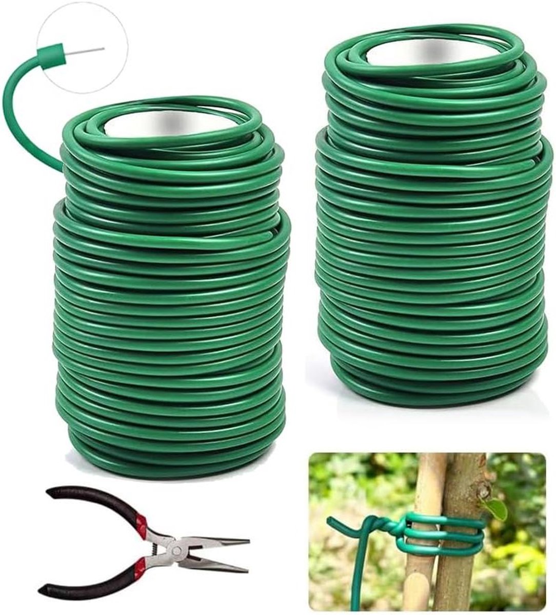CSGoods - Plantendraad voor tuinieren en plantentraining, 2 stuks rubberen binddraad 3,5 mm x 40 m