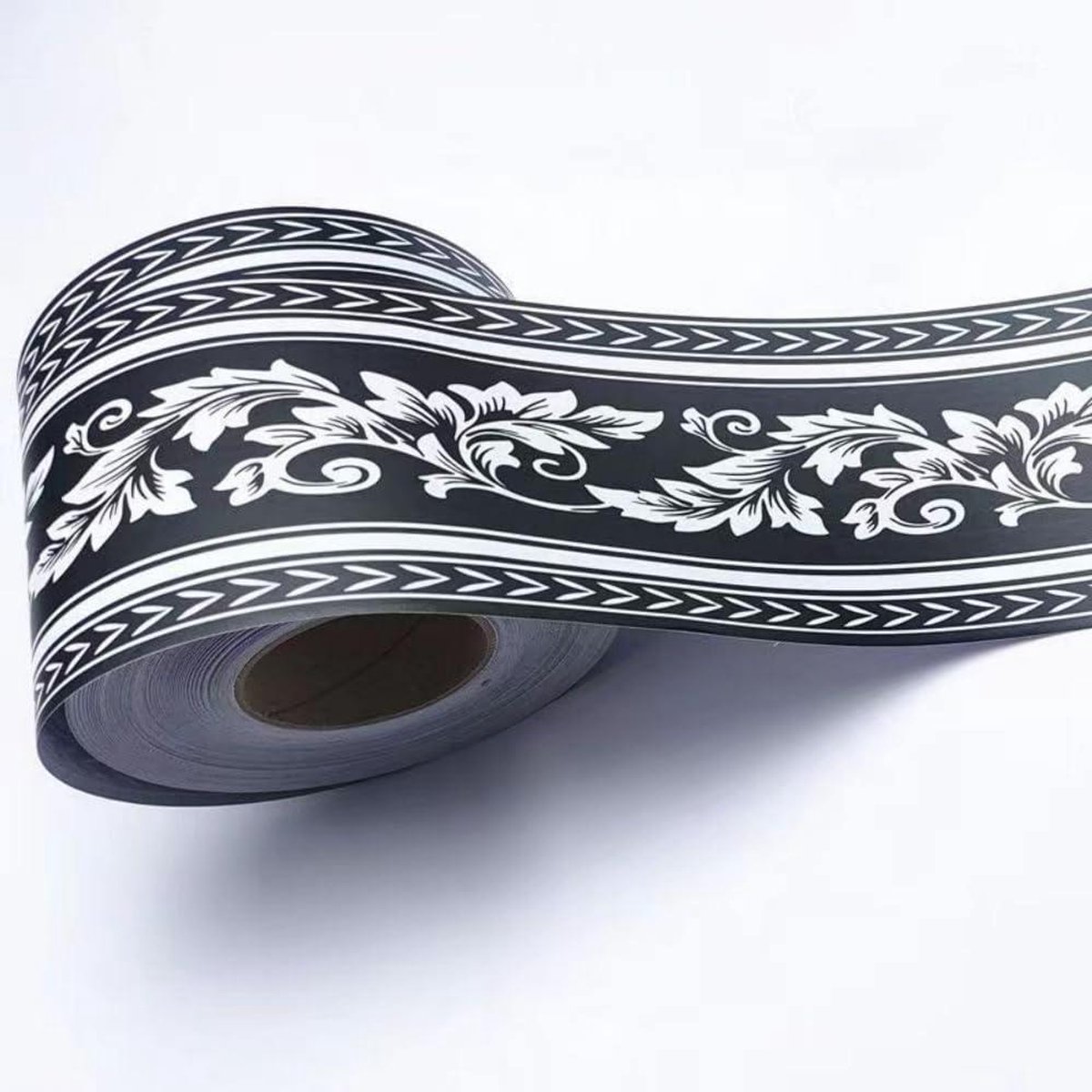 CSGoods - Decoratieve Zelfklevende Randen met Zwarte Bladeren - 12 cm x 1000 cm - Voor Muurdecoratie
