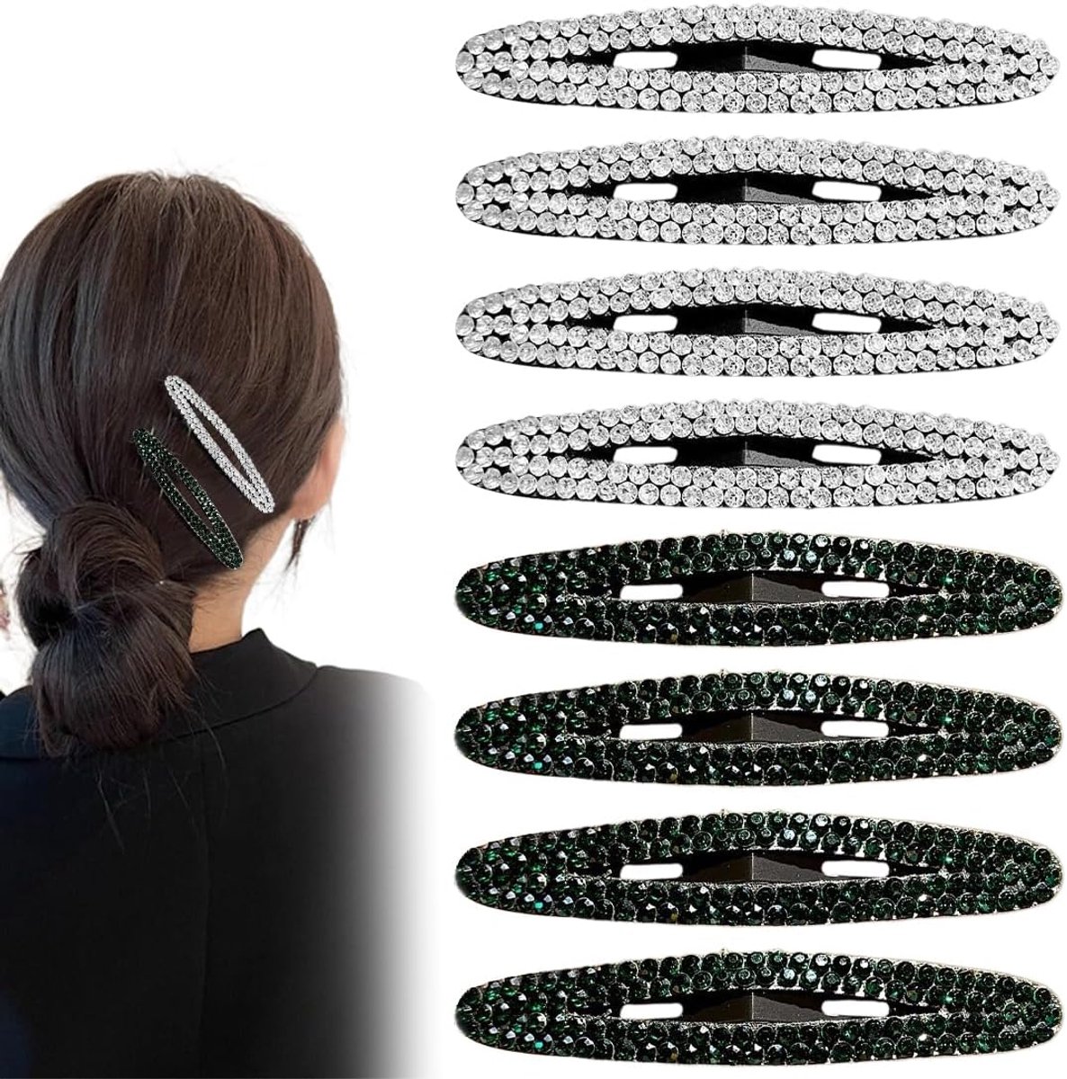 Haarspeld van metaal met strass - 8 stuks - haaraccessoires - mode