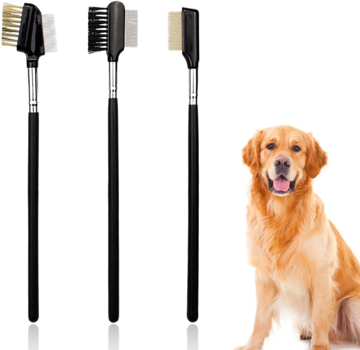 Teardrop Stain Removal Comb - 3 Pcs Double-Sided Borstel - Oogborstels voor Huisdieren