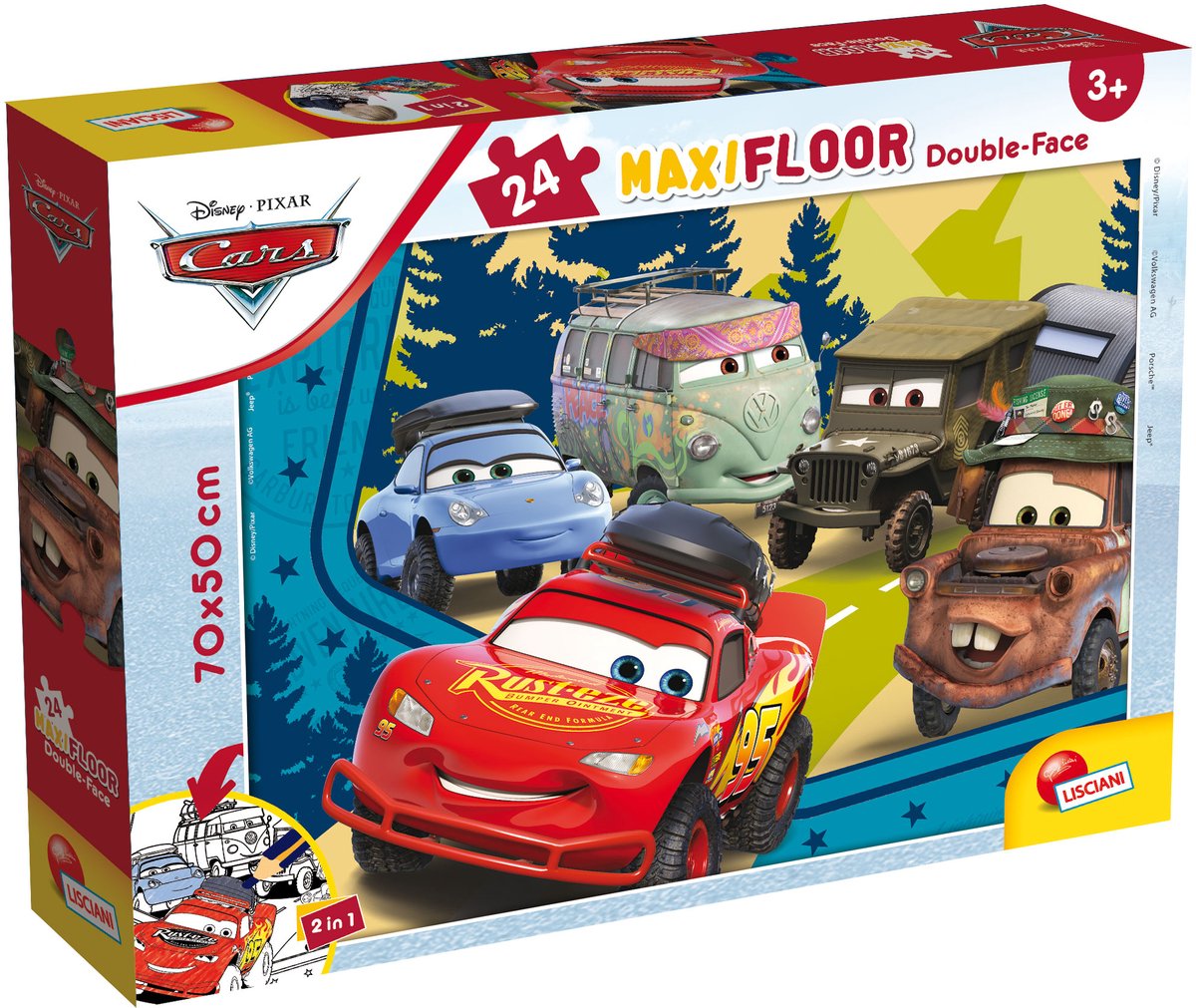 Lisciani - cars - Double face - Puzzel Maxifloor - 24 stukjes