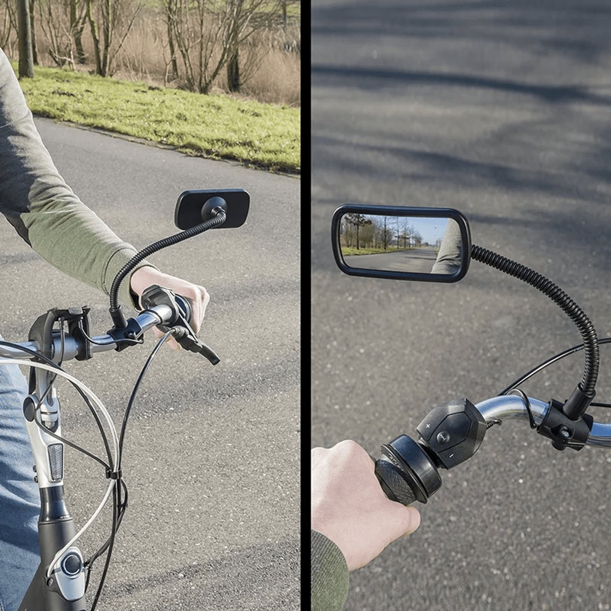 VCTparts® Universele Fietsspiegel Achteruitkijkspiegel 31cm met Flexarm en Stuur Klembeugel