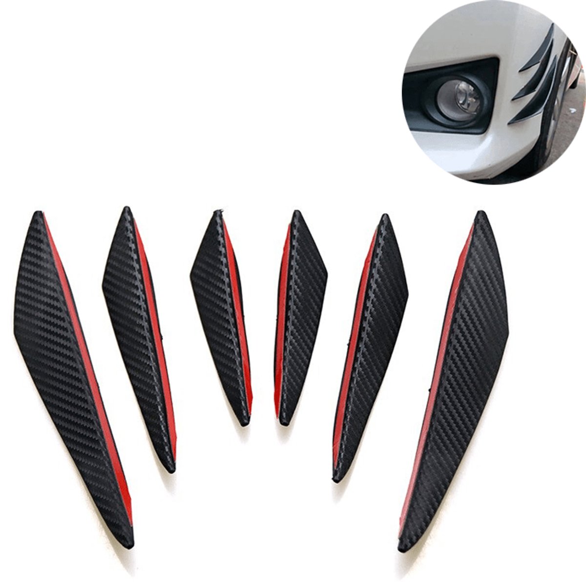 VCTparts® Universele Voorbumper Spoiler Vinnen Carbon (set)