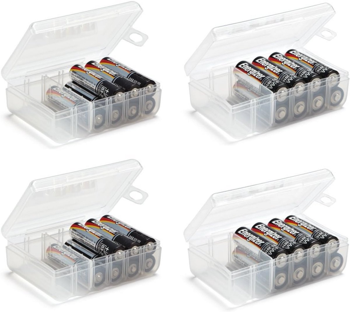 Batterijopbergdozen Set van 4 - Voor AA en AAA