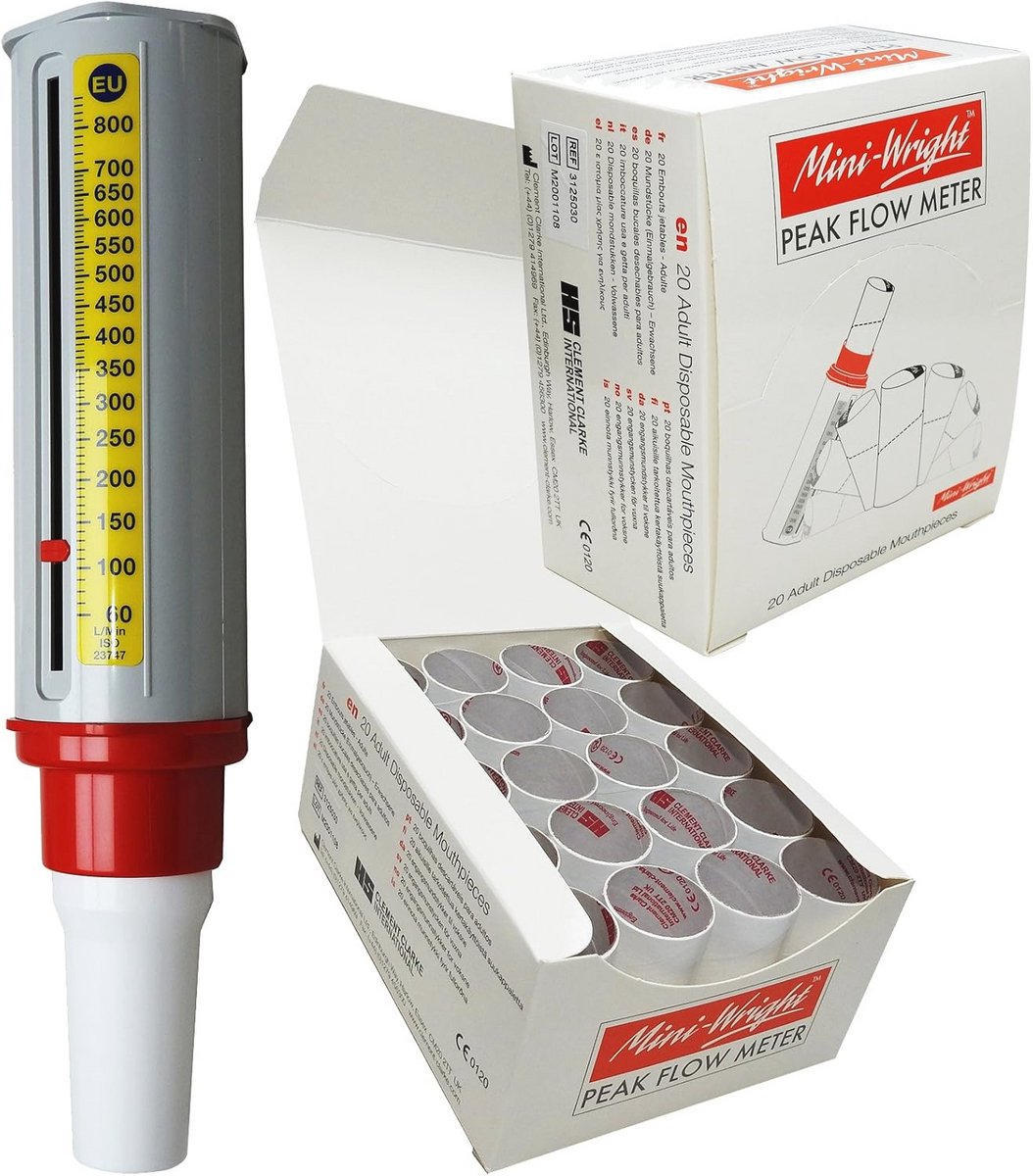 Piekstroommeter Tester voor Astma - Ademhalingsmonitor met 20 Mondstukken
