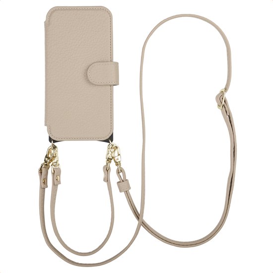 Selencia Hoesje - Geschikt voor Apple iPhone 17e / 16e - Bookcase geschikt voor MagSafe en Koord - Beige